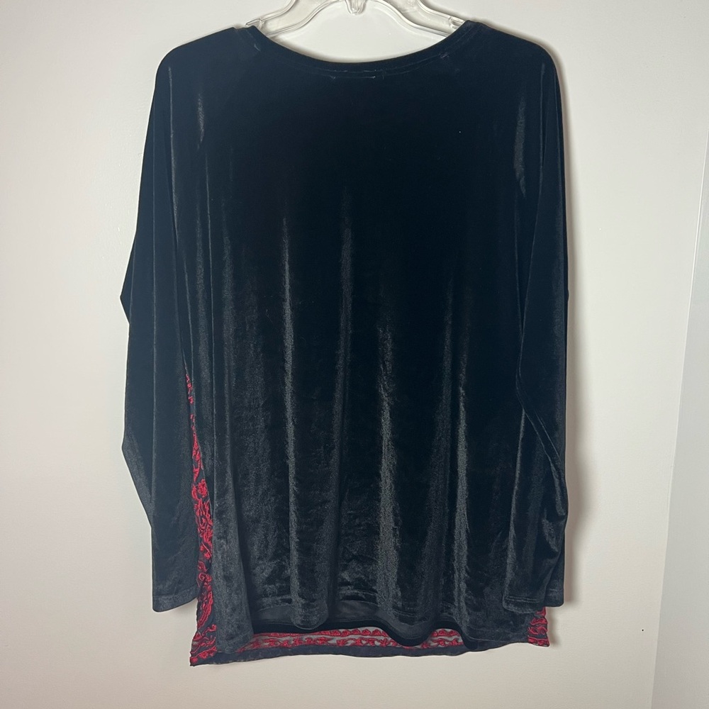 Sundance Embroidered Mesh Enchantress Velvet Top Black Red Bohemian Size XL - Picture 5 of 5